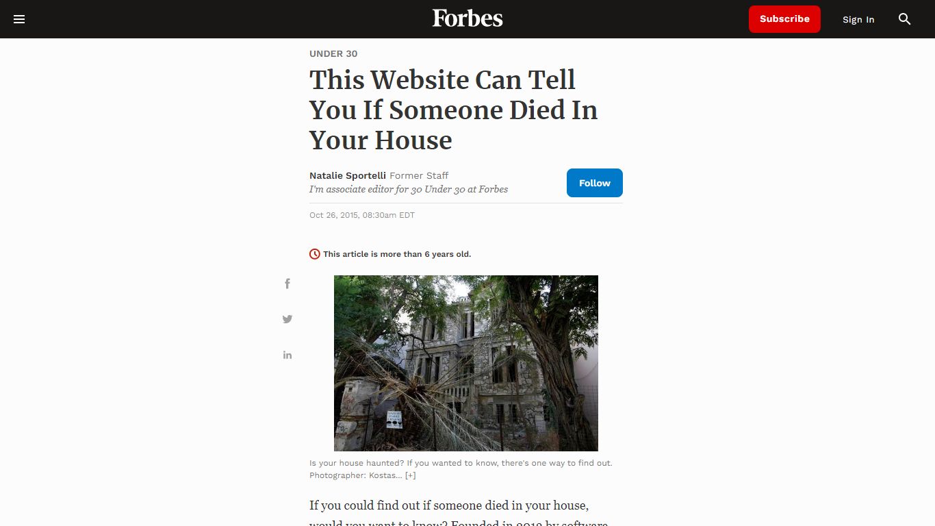 This Website Can Tell You If Someone Died In Your House - Forbes