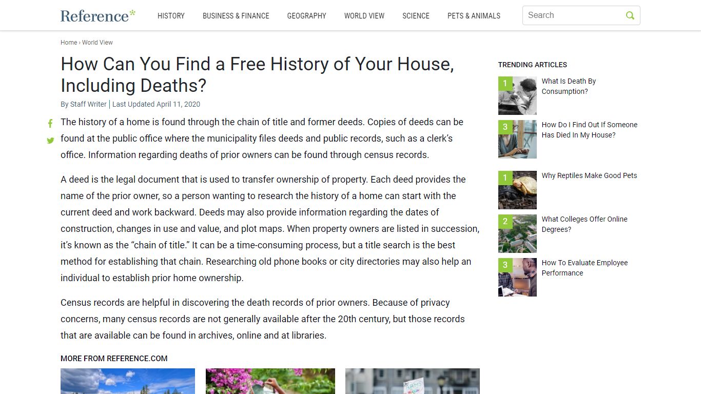 How Can You Find a Free History of Your House, Including Deaths?